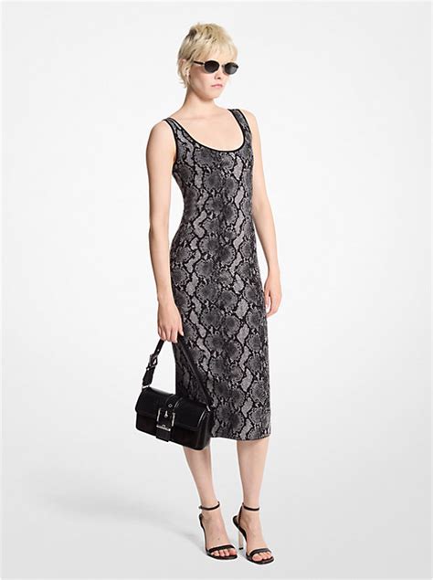 Snake Print Jacquard Dress 